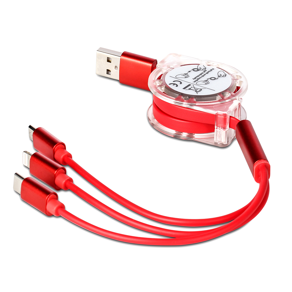 8 Pin + Micro USB + USB C Charging Cable